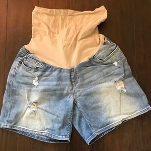 A Pea in the Pod Distressed Maternity Jean Shorts